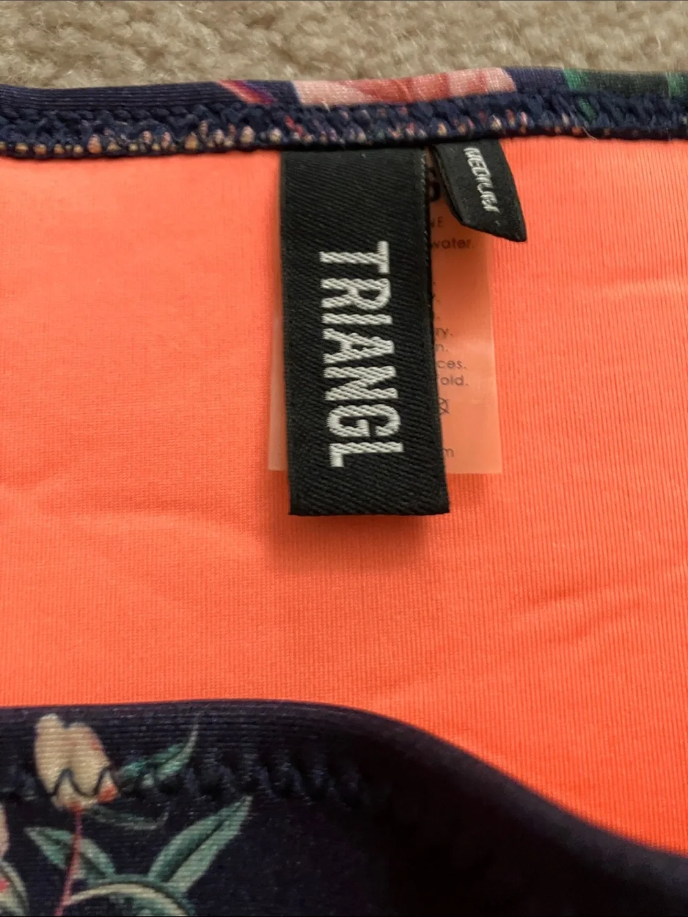 triangl swimwear Navy & Coral Floral Triangle Bikini Set